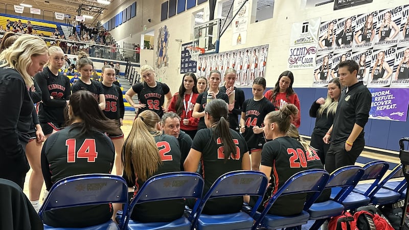 The Kimberly girls basketball team during a timeout during its game against Timberlake on Feb....