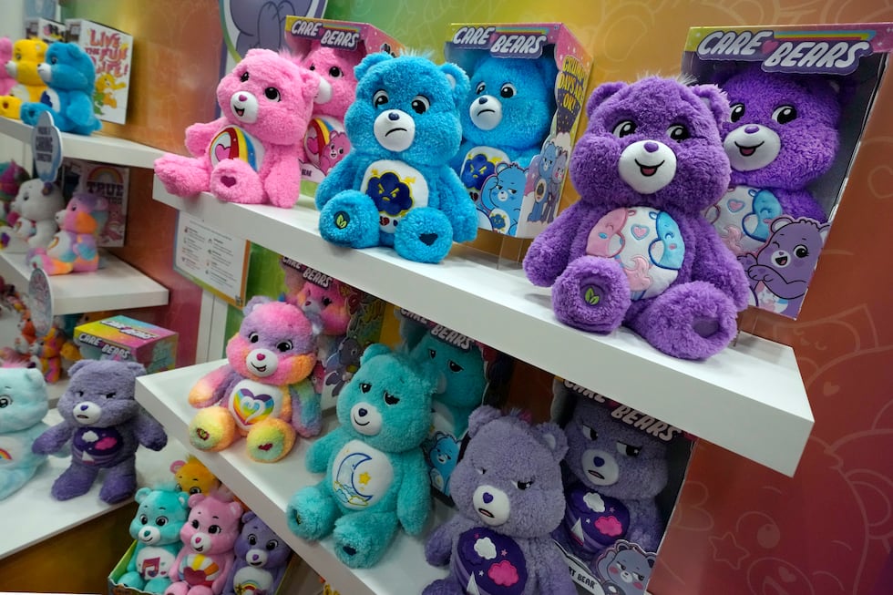 Care Bears, from Basic Fun!, are displayed at the Toy Fair, in New York's Javits Center,...