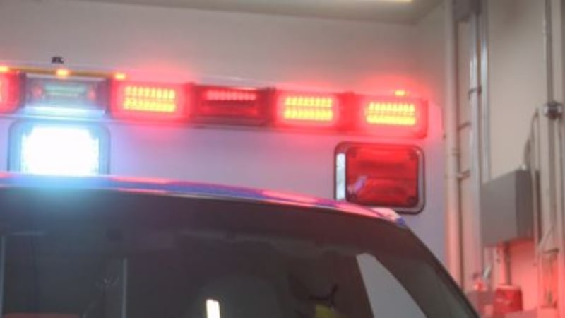 Flashing emergency lights on an ambulance